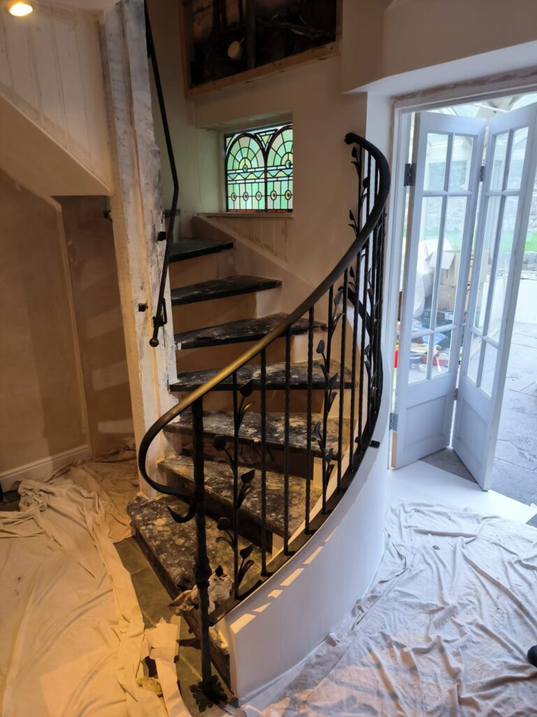Bespoke curved railing installed in Cheddar, Somerset