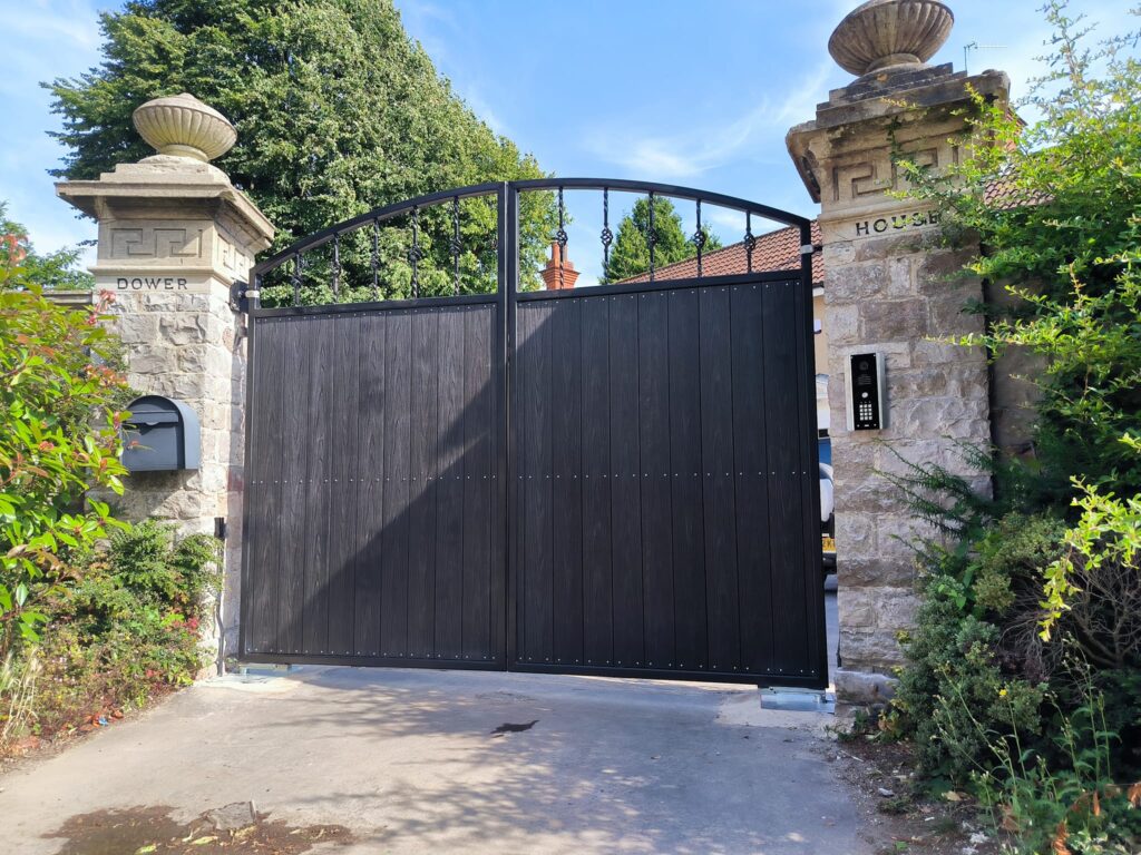 Fitted electric driveway gate